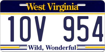 WV license plate 1OV954