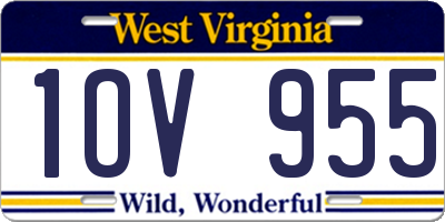 WV license plate 1OV955