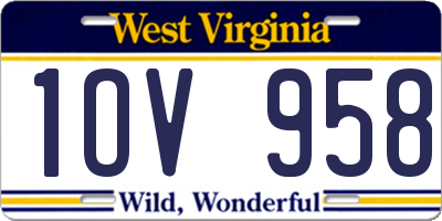 WV license plate 1OV958