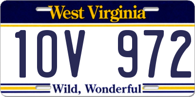 WV license plate 1OV972