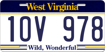 WV license plate 1OV978