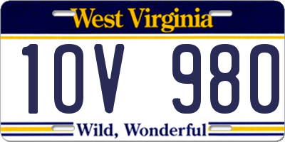 WV license plate 1OV980