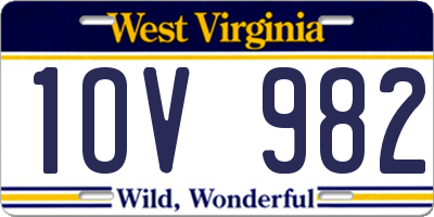 WV license plate 1OV982