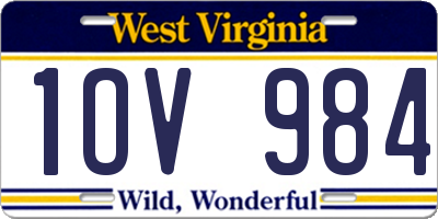 WV license plate 1OV984