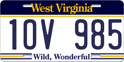 WV license plate 1OV985