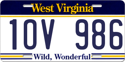 WV license plate 1OV986