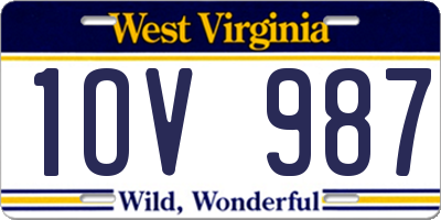 WV license plate 1OV987