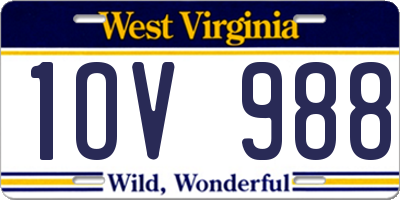 WV license plate 1OV988