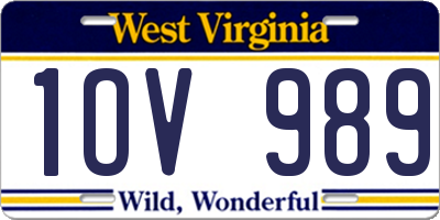 WV license plate 1OV989