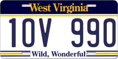 WV license plate 1OV990