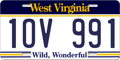 WV license plate 1OV991