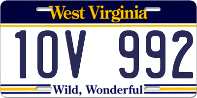 WV license plate 1OV992