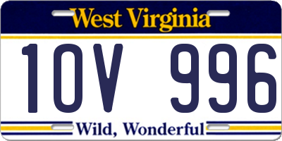 WV license plate 1OV996