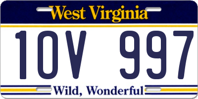 WV license plate 1OV997