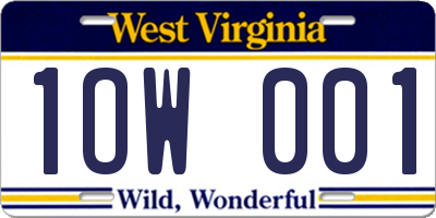WV license plate 1OW001