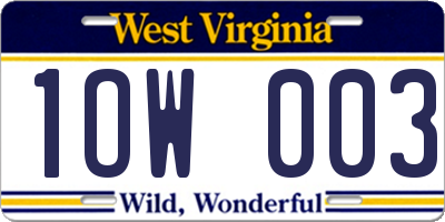 WV license plate 1OW003