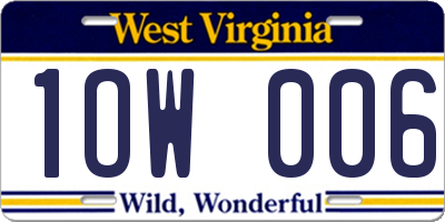 WV license plate 1OW006