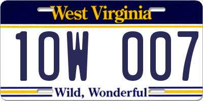 WV license plate 1OW007