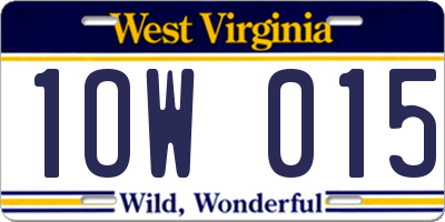 WV license plate 1OW015