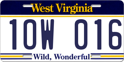 WV license plate 1OW016