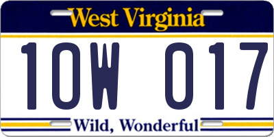 WV license plate 1OW017