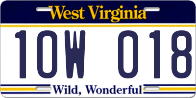 WV license plate 1OW018