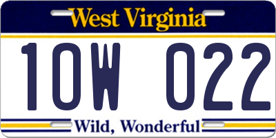 WV license plate 1OW022