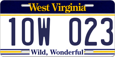 WV license plate 1OW023