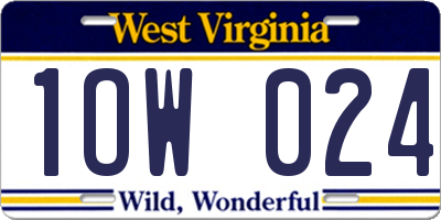 WV license plate 1OW024
