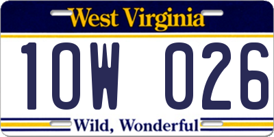 WV license plate 1OW026