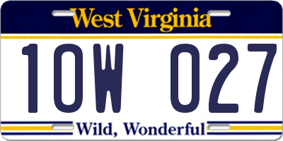 WV license plate 1OW027