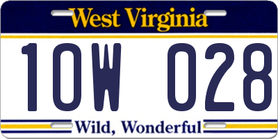 WV license plate 1OW028