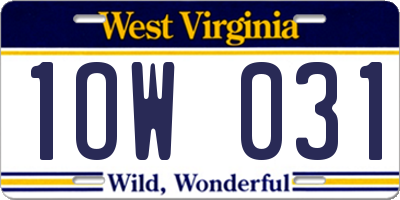 WV license plate 1OW031