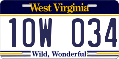 WV license plate 1OW034