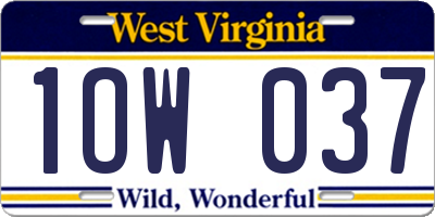 WV license plate 1OW037