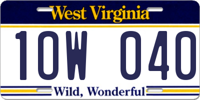 WV license plate 1OW040