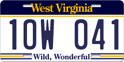 WV license plate 1OW041