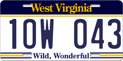 WV license plate 1OW043