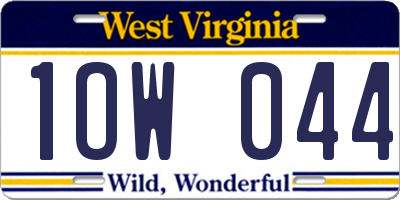 WV license plate 1OW044