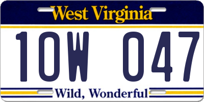 WV license plate 1OW047