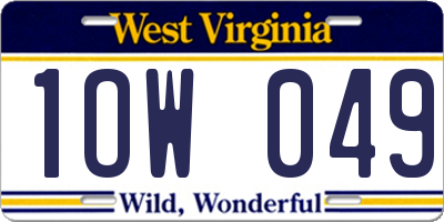 WV license plate 1OW049