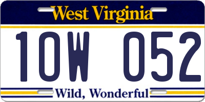 WV license plate 1OW052