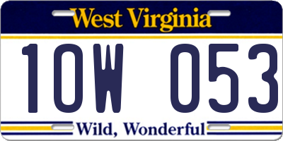 WV license plate 1OW053