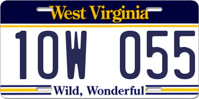 WV license plate 1OW055