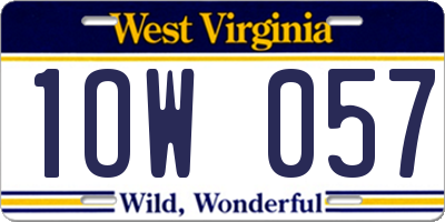 WV license plate 1OW057