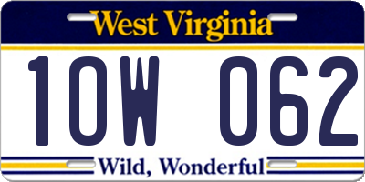 WV license plate 1OW062