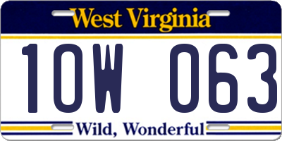 WV license plate 1OW063