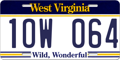 WV license plate 1OW064