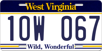WV license plate 1OW067