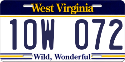 WV license plate 1OW072